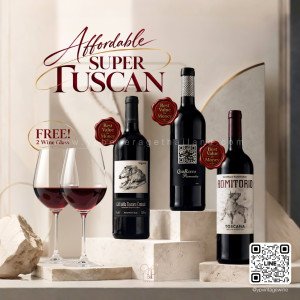 AFFORDABLE SUPER TUSCAN WINE ครบเซ็ต 3 รุ่น แก้วไวน์แดงมูลค่า 299 บาทฟรี 2 ใบ